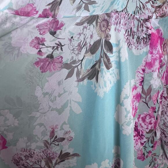 Eliza J Cascading Ruffled Floral Maxi Dress Faux Wrap Flutter Sleeve A-Line 10 - Picture 10 of 13